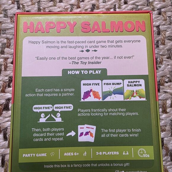 HAPPY SALMON Party Card Game Family Friendly (2021) Used 1 Time NICE - Picture 3 of 9